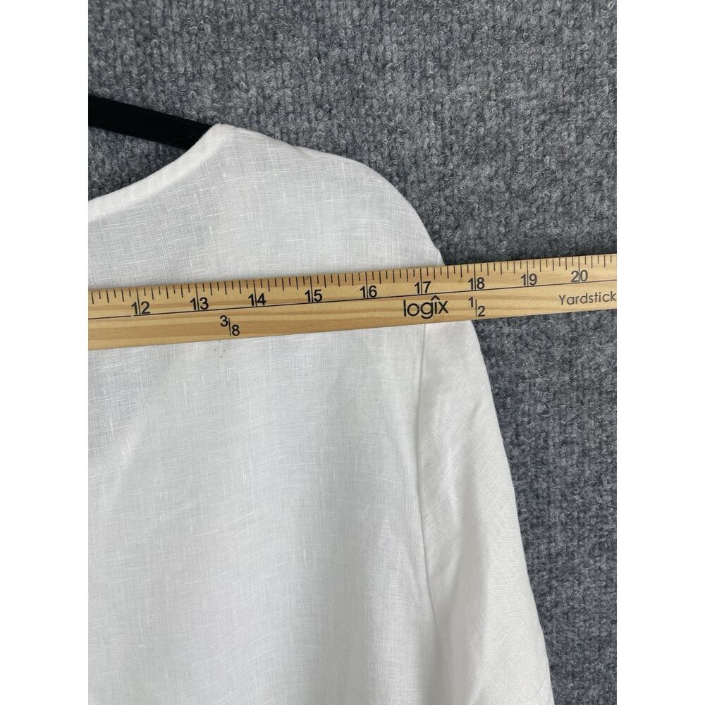 For-Cynthia White Linen Asymmetrical 3/4 Sleeve Blouse Size XL‎ - Picture 7 of 13
